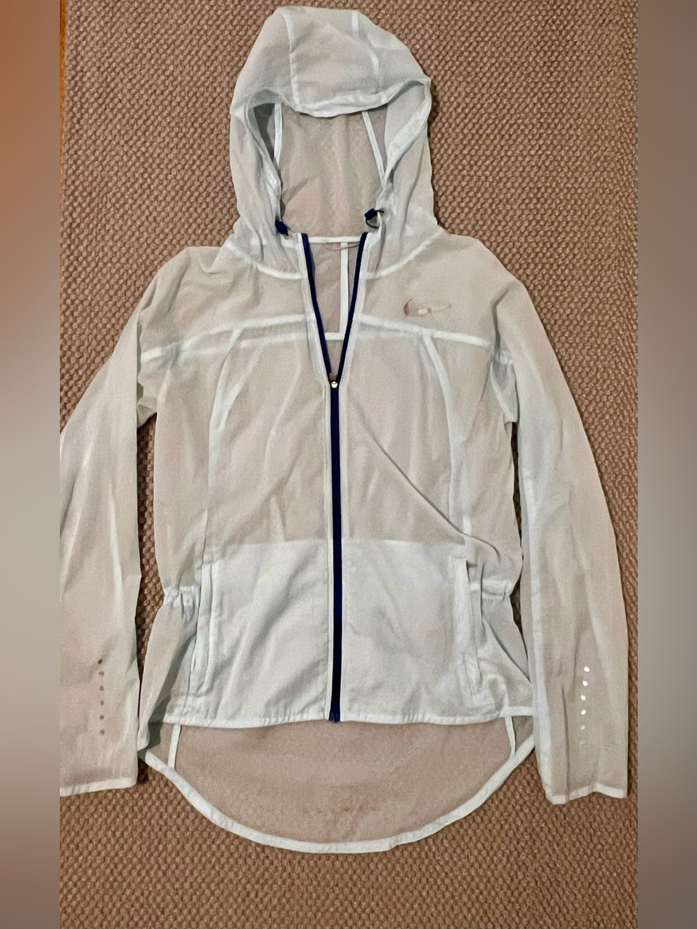 Nike Light Blue Hooded Zip-Up running Shell/Jacket